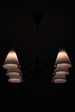 Svend Aage Holm S rensen Sorensen Ceiling Lamp in Brass Teak and Opaline Glass by Svend Aage Holm S rensen 1950s - 4507729