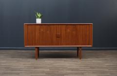 Svend Aage Larsen Danish Modern Tambour Door Teak Credenza by Svend A Larsen - 3529480