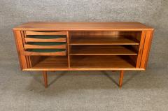 Svend Aage Larsen Vintage Danish Mid Century Modern Teak Tambour Door Credenza by Svend Larsen - 3269075