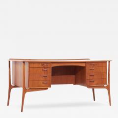 Svend Aage Madsen Svend Madsen Mid Century Danish Teak Curved Desk - 3836108