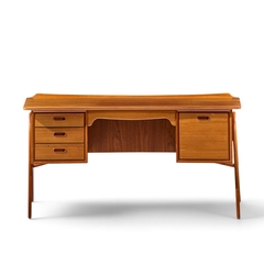 Svend Aage Madsen Svend Madsen Mid Century Danish Teak Curved Desk - 4735755