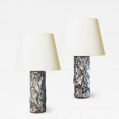 Svend Hammersh i Hammershoj Duo of Table Lamps With Acanthus Leaf Reliefs by Svend Hammershoi for Kahler - 3409381