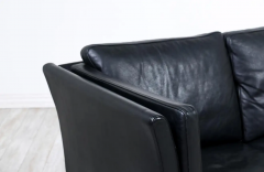 Svend Skipper Danish Modern Black Leather 3 Seater Sofa by Svend Skipper - 2757187