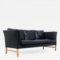 Svend Skipper Danish Modern Black Leather 3 Seater Sofa by Svend Skipper - 2758950