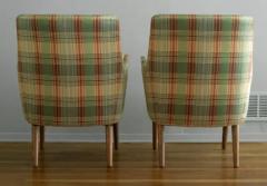 Svend Skipper Rare Pair of Svend Skipper Carved Teak Plaid Armchairs for Skipper Mobler - 4126536