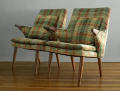 Svend Skipper Rare Pair of Svend Skipper Carved Teak Plaid Armchairs for Skipper Mobler - 4126539