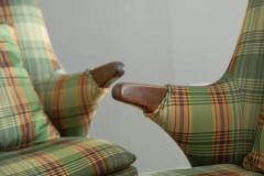 Svend Skipper Rare Pair of Svend Skipper Carved Teak Plaid Armchairs for Skipper Mobler - 4126595