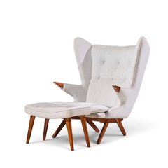 Svend Skipper Svend Skipper Model 91 Mid Century Papa Bear Wingback Lounge Chair with Ottoman - 4776323
