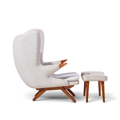 Svend Skipper Svend Skipper Model 91 Mid Century Papa Bear Wingback Lounge Chair with Ottoman - 4776327