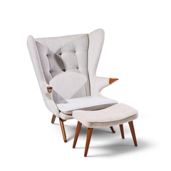 Svend Skipper Svend Skipper Model 91 Mid Century Papa Bear Wingback Lounge Chair with Ottoman - 4776328