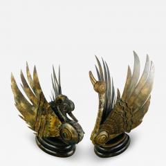 Swan Bronze Brutalist Statue a Pair - 2890742