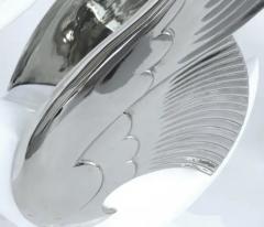 Swan Center Side Table in Resin with Silver Bases and Round Glass Top - 3507676