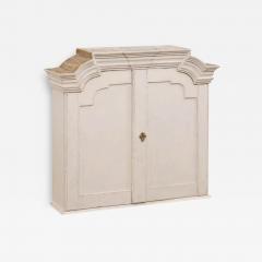 Swedish 1770s Rococo Painted Wall Cabinet with Chapeau de Gendarme Style Cornice - 3540594