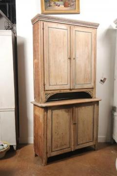 Swedish 1780s Gustavian Period Two Part Tall Cabinet with Original Paint - 3498578