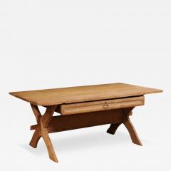 Swedish 1790s European Pine Sawbuck Table with Drawer and Double X Form Legs - 3551679