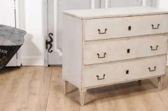 Swedish 1790s Gustavian Period Painted Three Drawer Chest with Carved Feet - 3564568