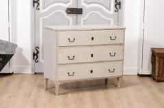 Swedish 1790s Gustavian Period Painted Three Drawer Chest with Carved Feet - 3564571