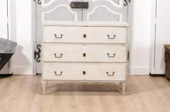 Swedish 1790s Gustavian Period Painted Three Drawer Chest with Carved Feet - 3564681