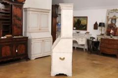 Swedish 1790s Gustavian Period Two Part Painted Secretary with Slant Front Desk - 3592685