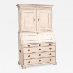 Swedish 1790s Gustavian Period Two Part Painted Secretary with Slant Front Desk - 3600863