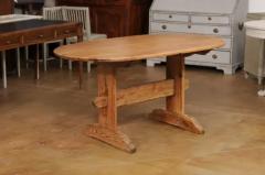 Swedish 1800s Gustavian Period Trestle Base Dining Room Table with Oval Top - 3498555