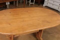 Swedish 1800s Gustavian Period Trestle Base Dining Room Table with Oval Top - 3498560