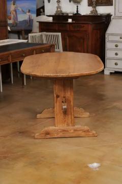 Swedish 1800s Gustavian Period Trestle Base Dining Room Table with Oval Top - 3498567