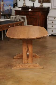 Swedish 1800s Gustavian Period Trestle Base Dining Room Table with Oval Top - 3498626