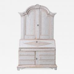 Swedish 1800s Light Gray Painted Secretary from V rmland with Slant Front Desk - 3600887