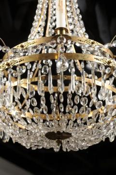 Swedish 1810s Gustavian Period Five Light Crystal and Brass Basket Chandelier - 3498397