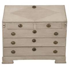 Swedish 1820s Late Gustavian Period Painted Slant Front Desk with Five Drawers - 3595973