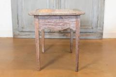 Swedish 1820s Side Table with Carved Drawer and Tapered Legs - 3608540