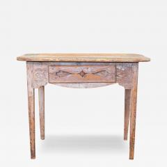 Swedish 1820s Side Table with Carved Drawer and Tapered Legs - 3610829