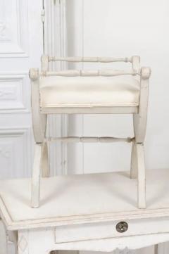 Swedish 1830s Empire Style Painted and Upholstered Stool with Spindle Arms - 3441844