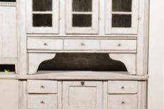 Swedish 1830s Painted Wood Vitrine Cabinet with Glass Doors and Drawers - 3491387