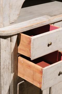 Swedish 1830s Painted Wood Vitrine Cabinet with Glass Doors and Drawers - 3491524