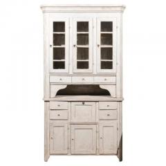 Swedish 1830s Painted Wood Vitrine Cabinet with Glass Doors and Drawers - 3491598