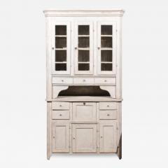 Swedish 1830s Painted Wood Vitrine Cabinet with Glass Doors and Drawers - 3493335