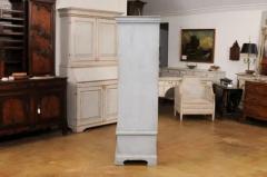 Swedish 1850s Gray Painted Bookcase with Open Shelves and Two Drawers - 3588169