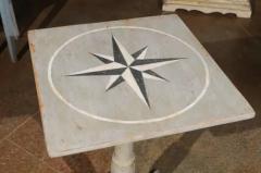 Swedish 1850s Grey Painted Gu ridon Pedestal Side Table with Wind Rose Motif - 3417214