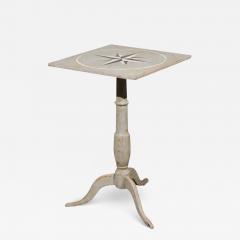 Swedish 1850s Grey Painted Gu ridon Pedestal Side Table with Wind Rose Motif - 3431948