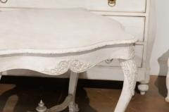 Swedish 1850s Painted Center Table with Carved Volutes and Cross Stretcher - 3461543