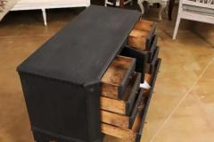 Swedish 1855s Black Painted Chest with Central Door and Seven Drawers - 3521519