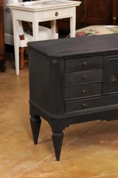 Swedish 1855s Black Painted Chest with Central Door and Seven Drawers - 3521534