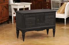 Swedish 1855s Black Painted Chest with Central Door and Seven Drawers - 3521536