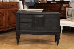 Swedish 1855s Black Painted Chest with Central Door and Seven Drawers - 3521717