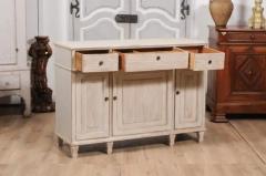 Swedish 1860s Creamy Gray Painted Sideboard with Reeded Doors and Drawers - 3601911