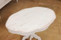 Swedish 1860s Painted Oval Pedestal Table with Carved Apron and Quadripod Base - 3555787