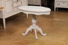 Swedish 1860s Painted Oval Pedestal Table with Carved Apron and Quadripod Base - 3555855