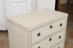 Swedish 1865 Neoclassical Style Painted Three Drawer Chest with Guilloches - 3441665